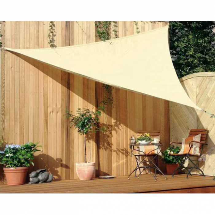 Copertina impermeabila crem pentru soare 4 x 4 x 4 cm VarioShop®, copertina triunghiulara, cu agatatoare, densitate 120 g/mp [3]
