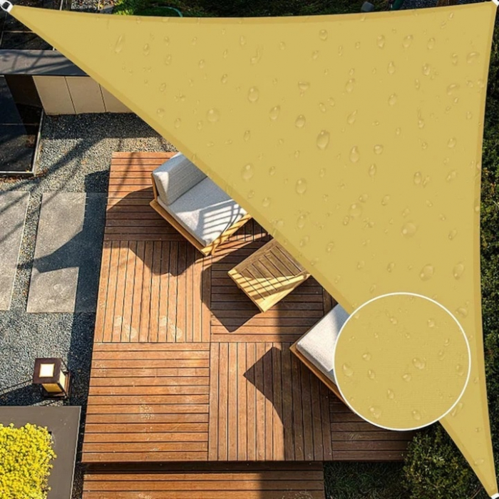 Copertina impermeabila pentru soare 3 x 3 x 3 cm VarioShop®, copertina triunghiulara, cu agatatoare, densitate 120 g/mp, Crem [4]