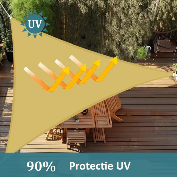 Copertina impermeabila pentru soare 3 x 3 x 3 cm VarioShop®, copertina triunghiulara, cu agatatoare, densitate 120 g/mp, Crem [5]