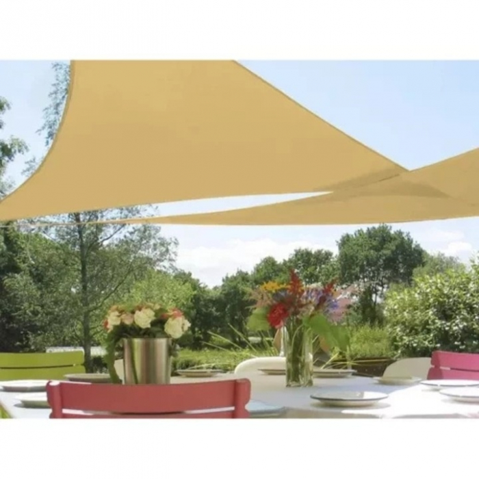 Copertina impermeabila pentru soare 3 x 3 x 3 cm VarioShop®, copertina triunghiulara, cu agatatoare, densitate 120 g/mp, Crem [11]