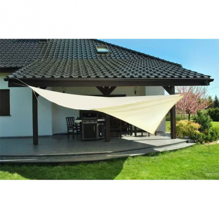 Copertina impermeabila pentru soare 3 x 3 x 3 cm VarioShop®, copertina triunghiulara, cu agatatoare, densitate 120 g/mp, Crem [12]