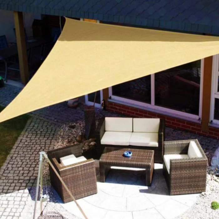 Copertina impermeabila pentru soare 3 x 3 x 3 cm VarioShop®, copertina triunghiulara, cu agatatoare, densitate 120 g/mp, Crem [6]