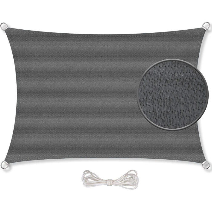Copertina parasolar VarioShop®, pentru gradina, terasa, piscina si camping, protectie UV, rezistenta la apa, dimensiune 3x3 m, densitate 160 g/m², corzi incluse, gri [9]