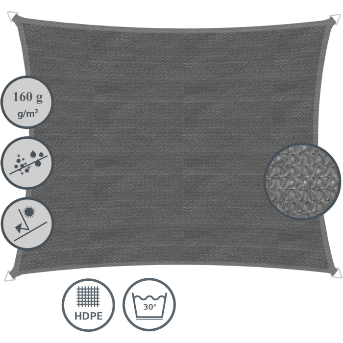 Copertina parasolar VarioShop®, pentru gradina, terasa, piscina si camping, protectie UV, rezistenta la apa, dimensiune 4x5 m, densitate 160 g/m², corzi incluse, gri [3]