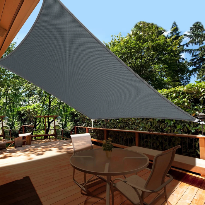 Copertina parasolar VarioShop®, pentru gradina, terasa, piscina si camping, protectie UV, rezistenta la apa, dimensiune 5x7m, densitate 160 g/m², corzi incluse, gri [5]