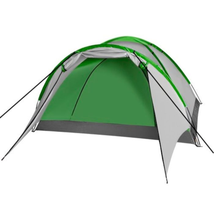 Cort camping, VarioShop®, 4 persoane, tip igloo, impermeabil, usor de montat, husa de transport, plasa de tantari si ventilatie superioara, 320 x 200 x 140 cm, Verde/Gri [11]