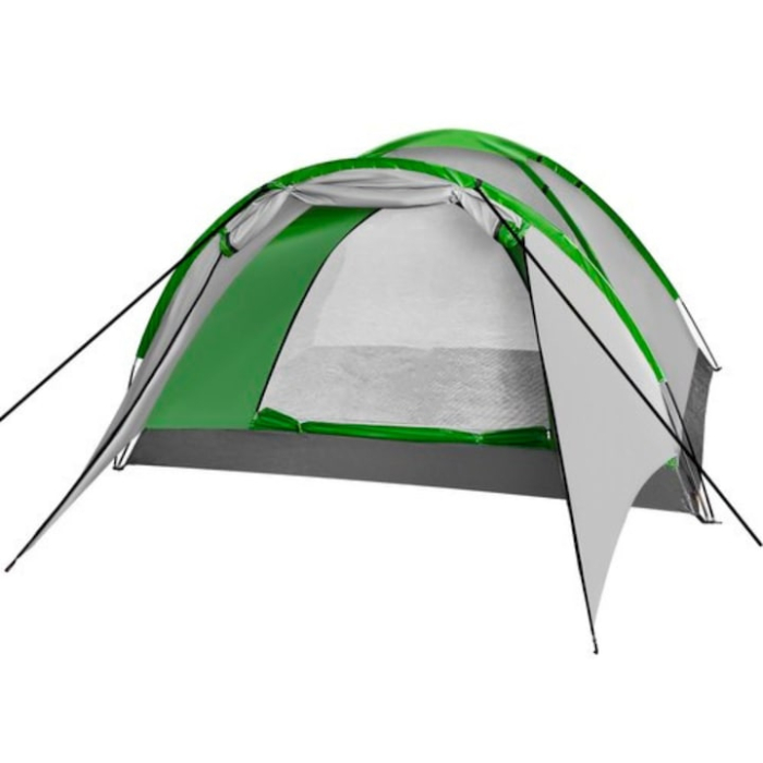 Cort camping, VarioShop®, 4 persoane, tip igloo, impermeabil, usor de montat, husa de transport, plasa de tantari si ventilatie superioara, 320 x 200 x 140 cm, Verde/Gri [3]