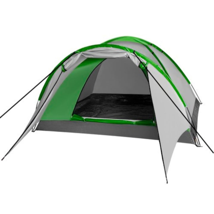 Cort camping, VarioShop®, 4 persoane, tip igloo, impermeabil, usor de montat, husa de transport, plasa de tantari si ventilatie superioara, 320 x 200 x 140 cm, Verde/Gri [4]