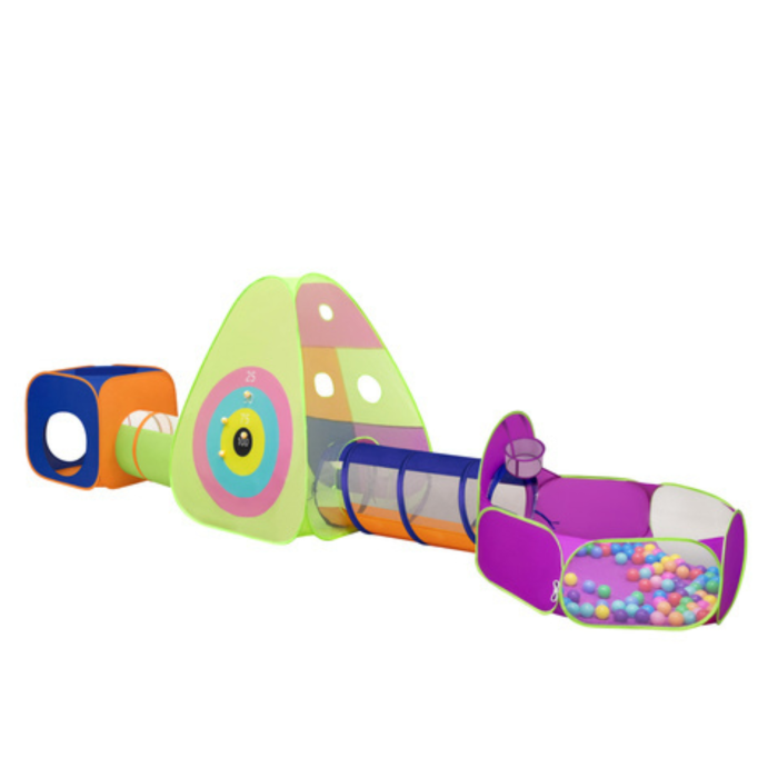 Cort de joaca pentru copii 5 in 1 VarioShop®, cu 3 corturi, 2 tuneluri, piscina cu 100 de bile si geanta de transport, 517 cm, multicolor [9]