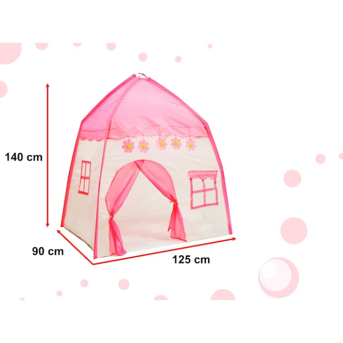 Cort de joaca pentru copii VarioShop®, design modern si atractiv, material textil roz, pliabil si durabil, inaltime 140 cm, latime 125 cm, Roz [7]