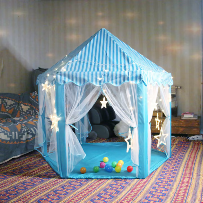 Cort de Joacă Tip Castel Albastru 54x55 inch pentru Copii VarioShop®, Spatiu Magic de Joacă pentru Imaginatie, Creativitate și Distractie în Siguranta [9]