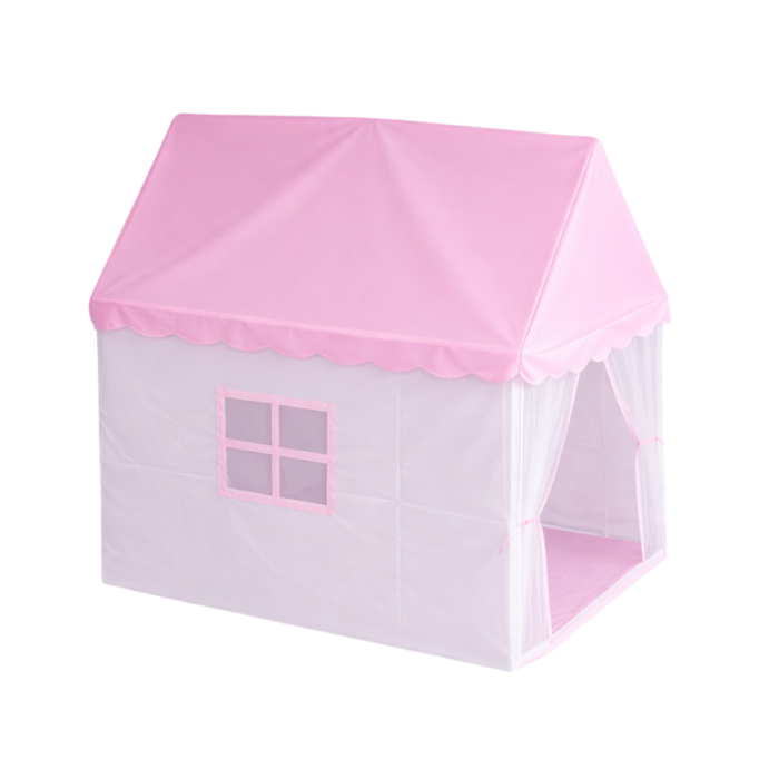 Cort de joaca tip castel VarioShop®, pentru copii, roz, cu 2 ferestre si intrare cu perdea, pentru interior si exterior, 130 x 98 x 125 cm [11]