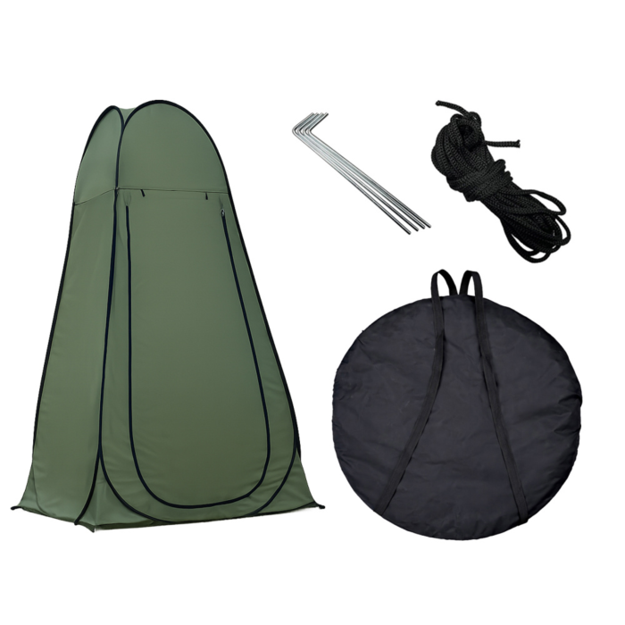 Cort dus camping VarioShop®, pliabil, 185 cm, montare rapida, rezistent la apa, cu geanta transport, ideal pentru plaja si outdoor, verde [14]