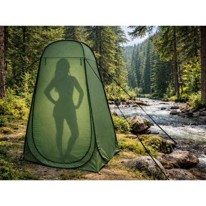 Cort dus camping VarioShop®, pliabil, 185 cm, montare rapida, rezistent la apa, cu geanta transport, ideal pentru plaja si outdoor, verde [11]