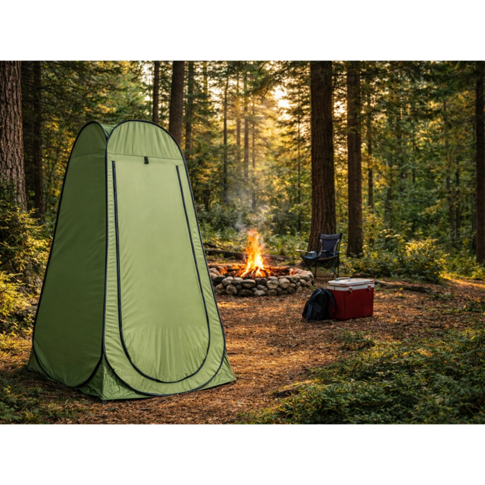Cort dus camping VarioShop®, pliabil, 185 cm, montare rapida, rezistent la apa, cu geanta transport, ideal pentru plaja si outdoor, verde [7]
