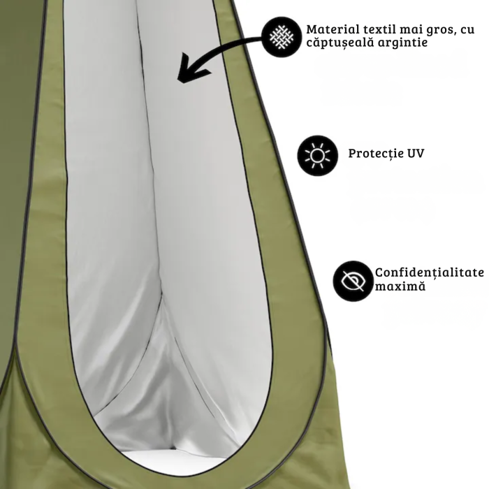 Cort dus camping VarioShop®, pliabil, 185 cm, montare rapida, rezistent la apa, cu geanta transport, ideal pentru plaja si outdoor, verde [2]