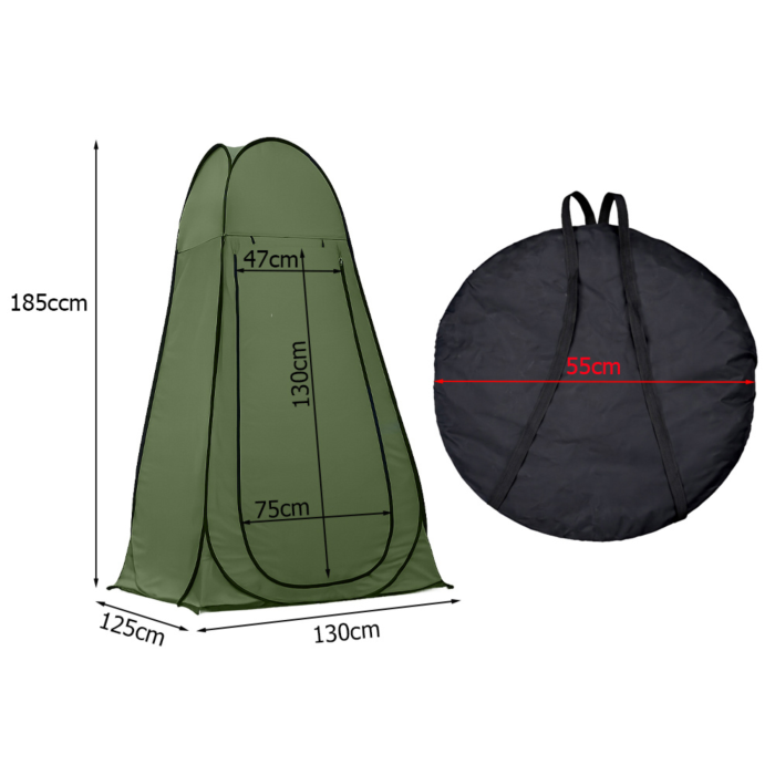 Cort dus camping VarioShop®, pliabil, 185 cm, montare rapida, rezistent la apa, cu geanta transport, ideal pentru plaja si outdoor, verde [10]