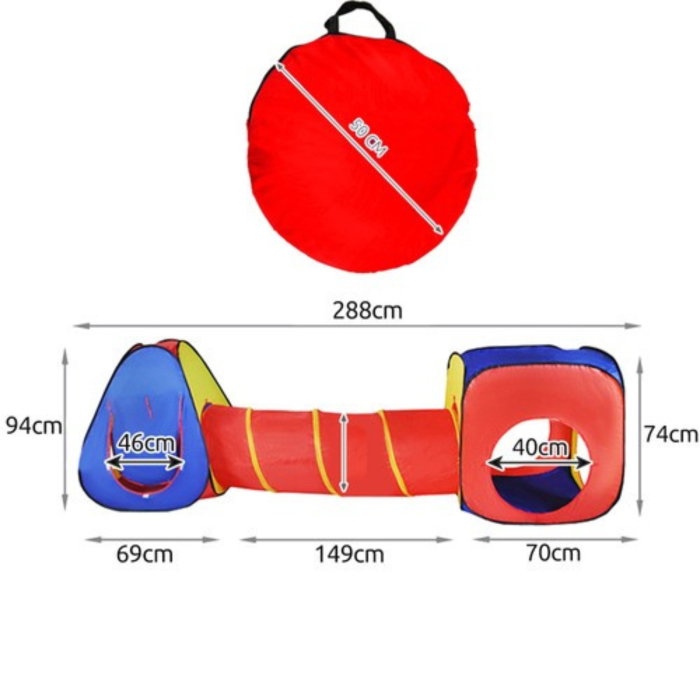 Cort multifunctional 3 in 1 pentru copii VarioShop®, tunel si casuta pliabila pentru casa si gradina, material rezistent, usor de montat, Multicolor [15]