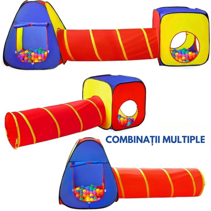 Cort multifunctional 3 in 1 pentru copii VarioShop®, tunel si casuta pliabila pentru casa si gradina, material rezistent, usor de montat, Multicolor [5]