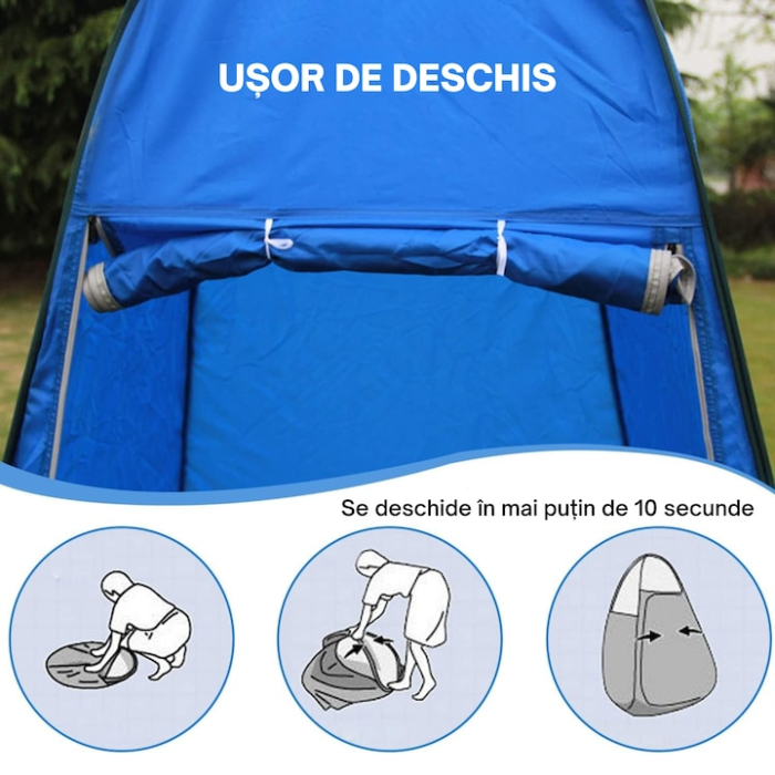 Cort multifunctional portabil 3 in 1 VarioShop®, pentru camping plaja si drumetii, vestiar si cabina de dus auto pliabila, 120 x 120 x 190 cm, Albastru [5]