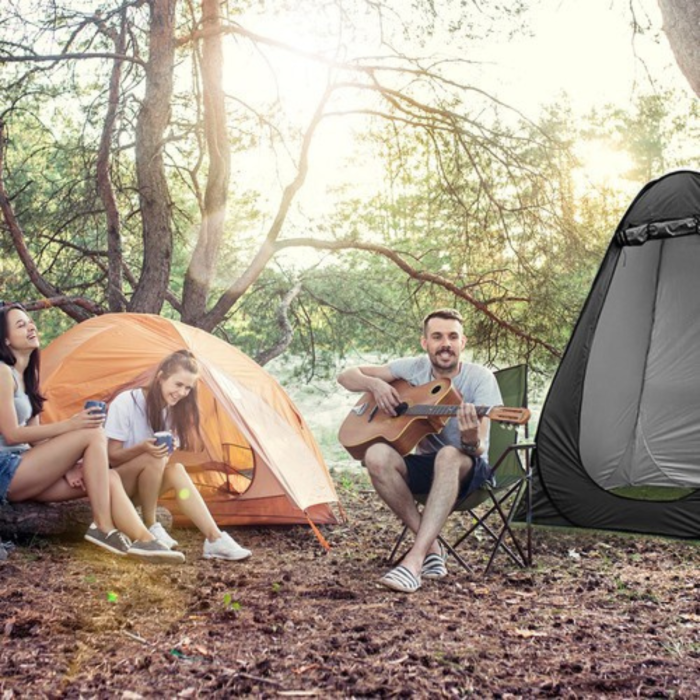 Cort multifunctional portabil 3 in 1 VarioShop®, pentru camping plaja si drumetii, vestiar si cabina de dus auto pliabila, 190 x 110 x 110 cm, Negru [3]