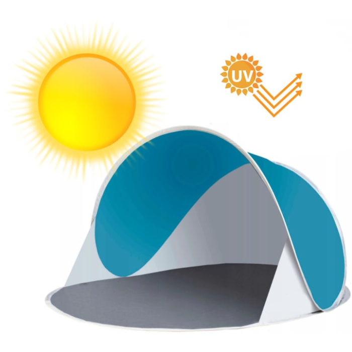 Cort plaja semideschis VarioShop®, turistic, montare rapida POP-UP, protectie UV si rezistent la vant, 220 x 120 x 90 cm, Alb/Turcoaz [6]