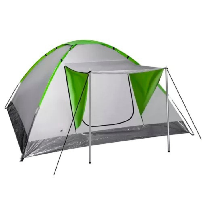 Cort turistic VarioShop pentru 4 persoane, impermeabil, copertina multifunctionala, plasa tantari, 200 x 200 x 110cm, Verde [5]