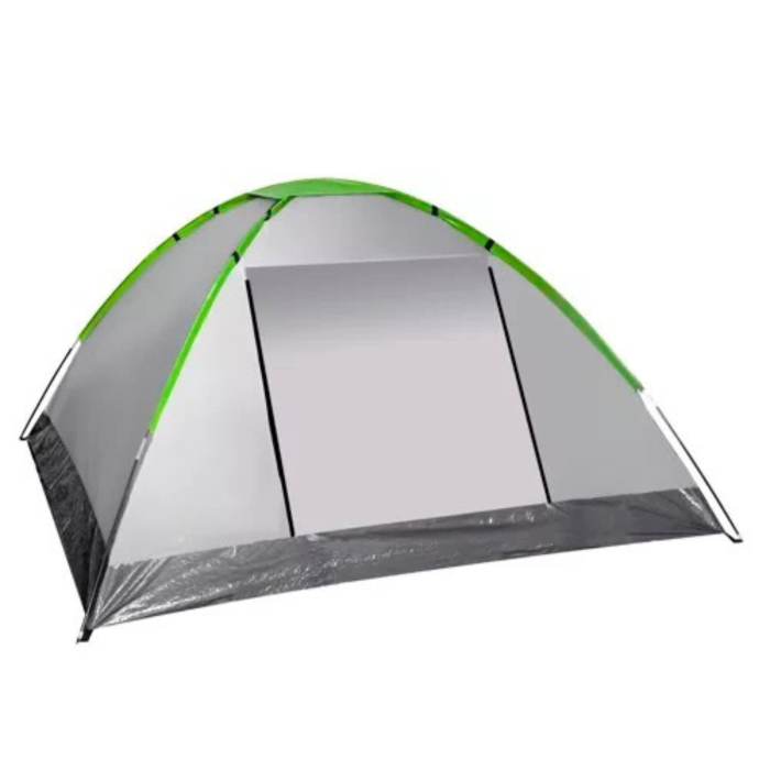 Cort turistic VarioShop pentru 4 persoane, impermeabil, copertina multifunctionala, plasa tantari, 200 x 200 x 110cm, Verde [3]