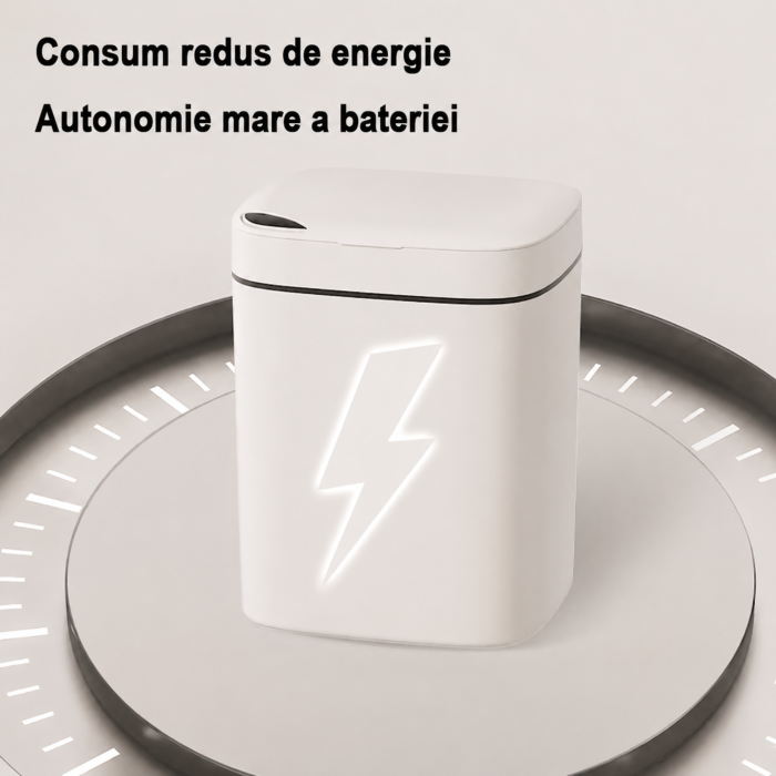 Cos de gunoi automat VarioShop®, cu senzor de miscare, capacitate 12L, silentios, pentru baie, dormitor, living, bucatarie, birou, 23x20x25.5 cm, alb [3]