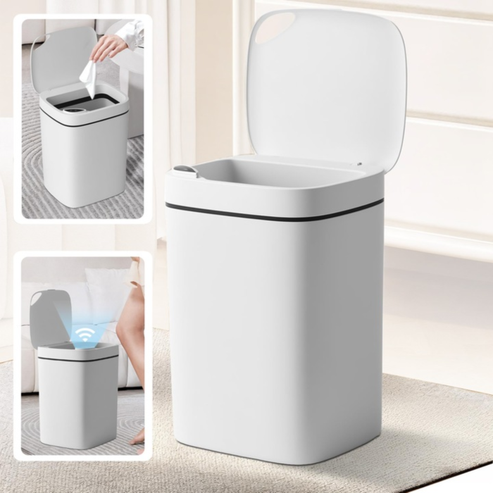 Cos de gunoi automat VarioShop®, cu senzor de miscare, capacitate 12L, silentios, pentru baie, dormitor, living, bucatarie, birou, 23x20x25.5 cm, alb [4]
