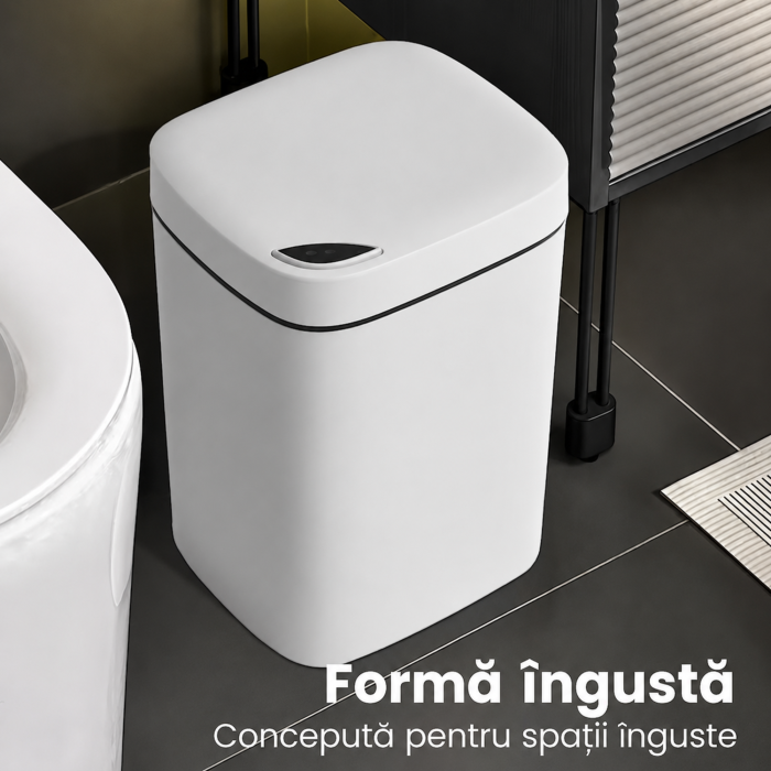 Cos de gunoi automat VarioShop®, cu senzor de miscare, capacitate 12L, silentios, pentru baie, dormitor, living, bucatarie, birou, 23x20x25.5 cm, alb [2]
