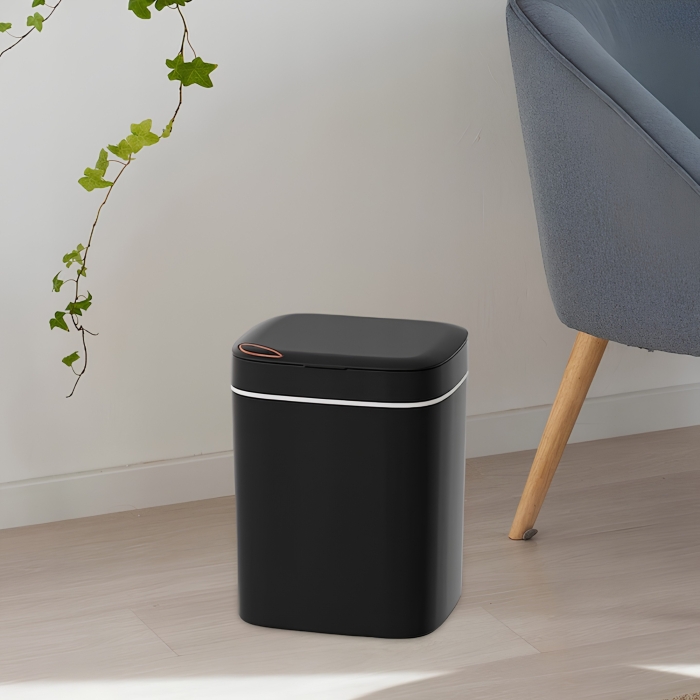 Cos de gunoi automat VarioShop®, cu senzor de miscare, capacitate 12L, silentios, pentru baie, dormitor, living, bucatarie, birou, 23x20x25.5 cm, negru [6]