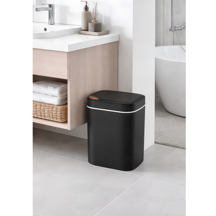Cos de gunoi automat VarioShop®, cu senzor de miscare, capacitate 12L, silentios, pentru baie, dormitor, living, bucatarie, birou, 23x20x25.5 cm, negru [4]