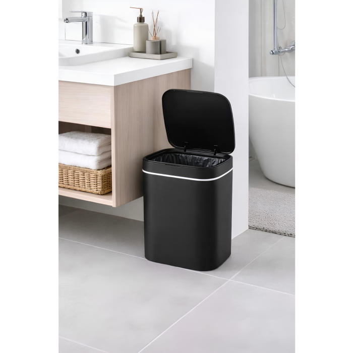 Cos de gunoi automat VarioShop®, cu senzor de miscare, capacitate 12L, silentios, pentru baie, dormitor, living, bucatarie, birou, 23x20x25.5 cm, negru [5]