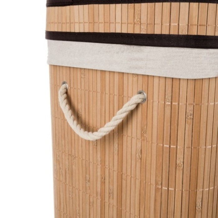 Cos de rufe din bambus VarioShop®, 100L, cu doua compartimente, husa textila detasabila, 60 x 54 x 35 cm, crem [11]