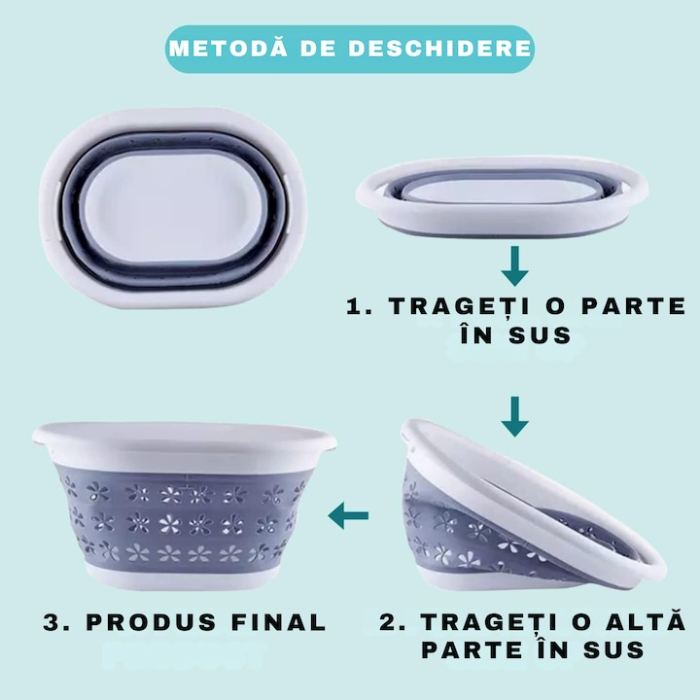 Cos de rufe pliabil VarioShop, 25l, alb/gri, manere ergonomice, dimensiuni 50x37.5x26cm [4]