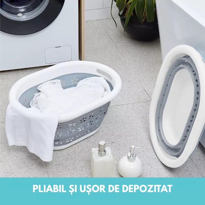 Cos de rufe pliabil VarioShop, 25l, alb/gri, manere ergonomice, dimensiuni 50x37.5x26cm [5]