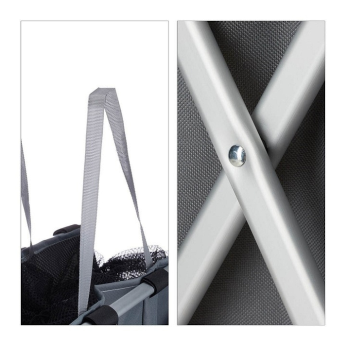 Cos de rufe, VarioShop, 3 compartimente, capac si manere, impermeabil, gri, 64.5x58x36.5cm [2]