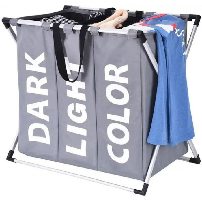 Cos de rufe, VarioShop, 3 compartimente, capac si manere, impermeabil, gri, 64.5x58x36.5cm [4]