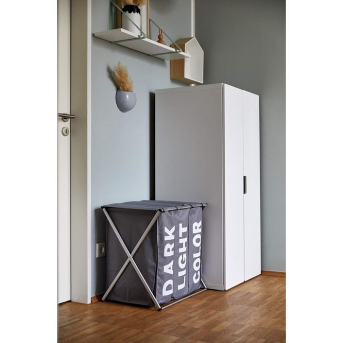 Cos de rufe, VarioShop, 3 compartimente, capac si manere, impermeabil, gri, 64.5x58x36.5cm [5]