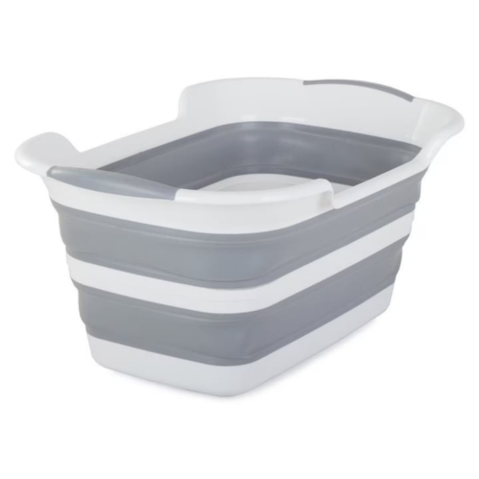 Cos de rufe VarioShop, 40L, cu scurgere, pliabil, Alb/Gri, 60x39x27cm [6]