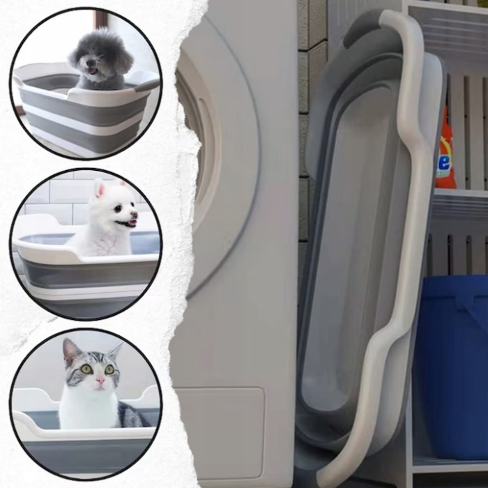 Cos de rufe VarioShop, 40L, cu scurgere, pliabil, Alb/Gri, 60x39x27cm [2]