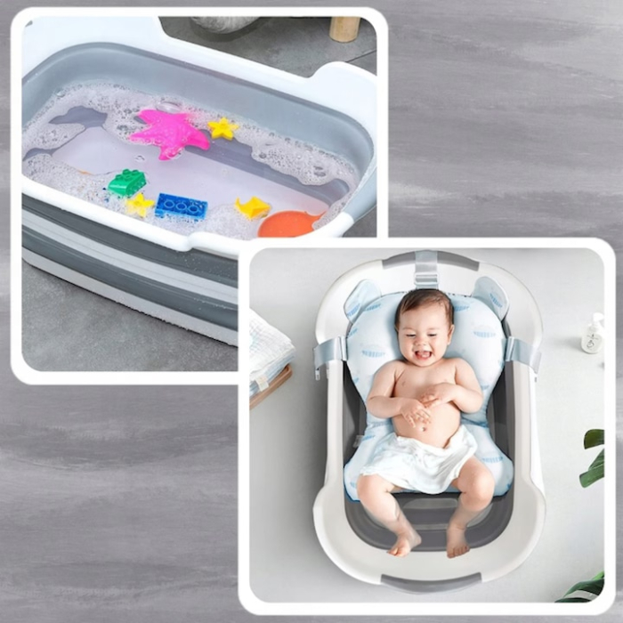 Cos de rufe VarioShop, 40L, cu scurgere, pliabil, Alb/Gri, 60x39x27cm [3]