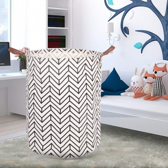 Cos Depozitare pentru Jucarii sau Haine VarioShop®, Capacitate 45 L, Marime XL, Pliabil, Manere pentru Transport, 40 x 35 cm, Alb [5]