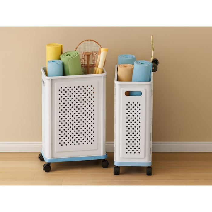 Cos pe roti VarioShop®, pentru rufe, jucarii si lenjerie, organizator practic si durabil pentru baie, camera sau bucatarie, capacitate 40L, mobilitate usoara si design modern [5]