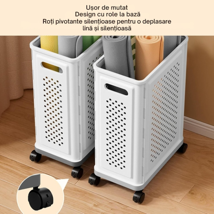 Cos pe roti VarioShop®, pentru rufe, jucarii si lenjerie, organizator practic si durabil pentru baie, camera sau bucatarie, capacitate 40L, mobilitate usoara si design modern [7]