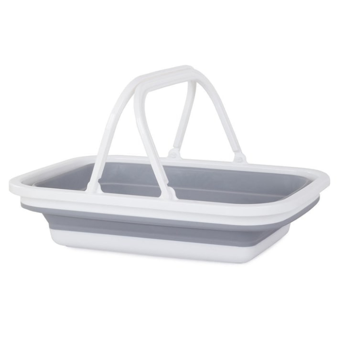 Cos pliabil VarioShop®, cu manere mobile, capacitate 9 l, ideal pentru depozitare si transport, compact, dimensiuni 38 x 28.5 x 14 cm, Alb/Gri [8]