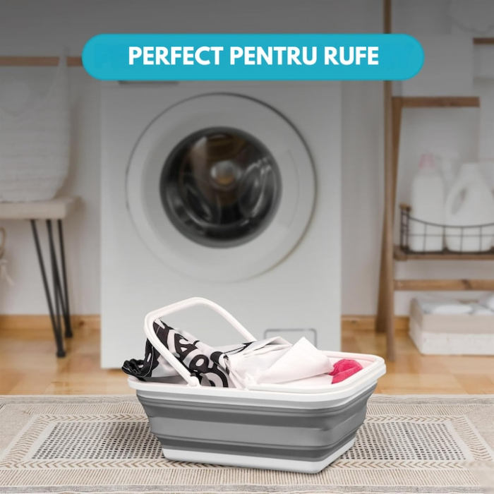 Cos pliabil VarioShop®, cu manere mobile, capacitate 9 l, ideal pentru depozitare si transport, compact, dimensiuni 38 x 28.5 x 14 cm, Alb/Gri [4]