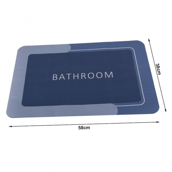 Covor de baie antiderapant VarioShop®, substrat absorbant, uscare rapida, usor de curatat, dimensiune 58 x 38 cm, Albastru [7]