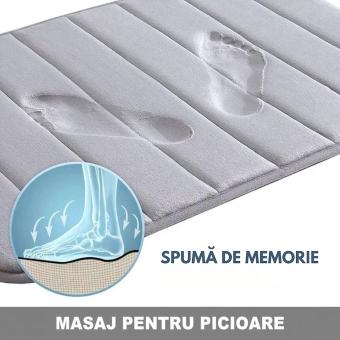 Covor de baie VarioShop®, din material textil plusat, strat TPR antiderapant, moale, absorbant, sigur pentru pardoseala, 60 x 40 cm, Gri [3]